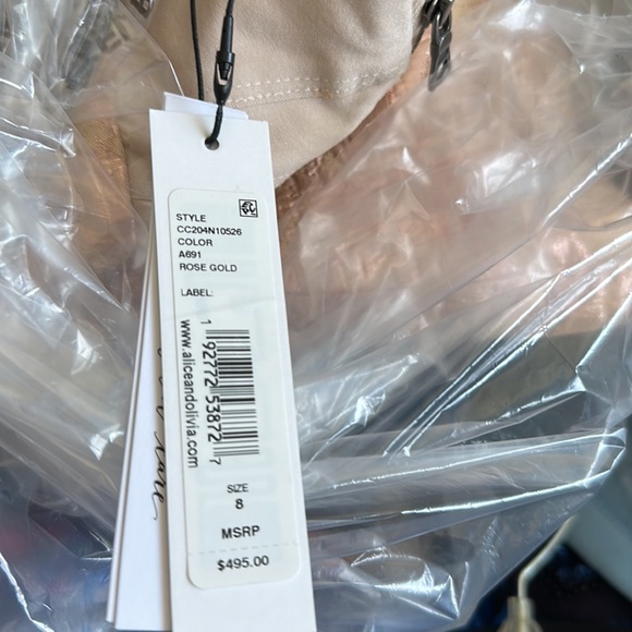 NWT Alice & Olivia rose gold & blush pink cocktail dress - size 8 - Picture 2 of 4